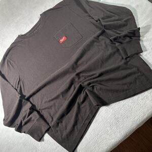 Y2K 2000s Milwauke Long Sleeve Work Shirt Men XL Workskin Pocket Black